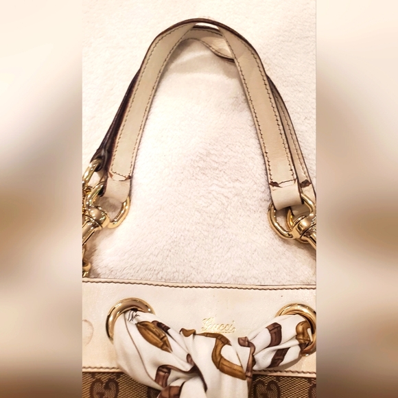 GUCCI - Tote Bag Vintage Monogram  Positano GG -w/silk gucci scarf- AUTHENTIC- - Picture 5 of 12